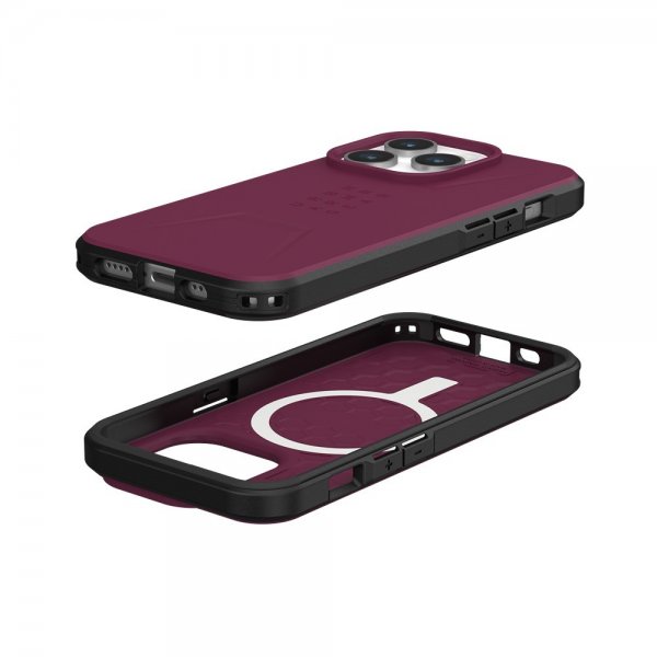 Urban Armor Gear (UAG) iPhone 15 Pro Civilian MagSafe -suojakuori, bordeaux