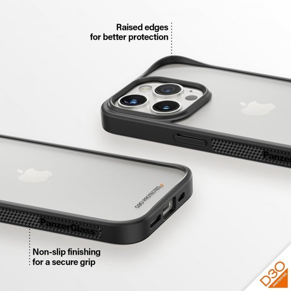 PanzerGlass iPhone 15 Pro -suojakuori ClearCase D3O, musta