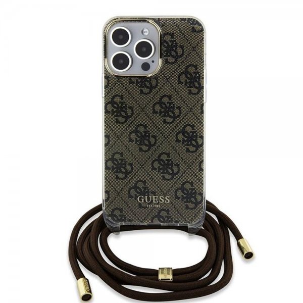 Guess iPhone 15 Pro -suojakuori Crossbody Cord, ruskea