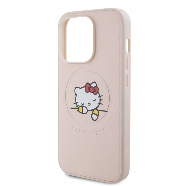 Hello Kitty iPhone 15 Pro -kuori kohokuvioitu logolla MagSafe pinkki