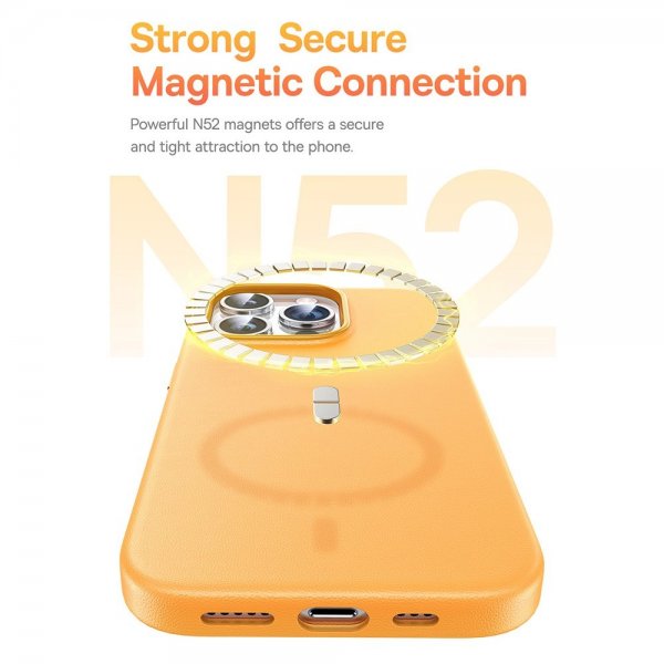 Baseus iPhone 15 Pro -suojakuori Fauxther Series MagSafe, musta