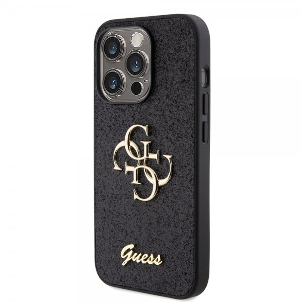 Guess iPhone 15 Pro -suojakuori Fixed Glitter, musta