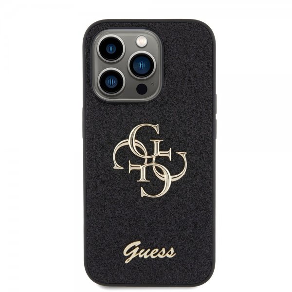 Guess iPhone 15 Pro -suojakuori Fixed Glitter, musta