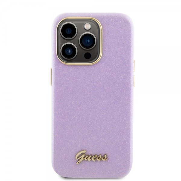 Guess iPhone 15 Pro -kuori, täysi kimalle, Wrapped Lilac