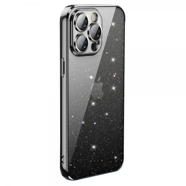 X-Level iPhone 15 Pro Kuori Glitter Läpinäkyvä Musta
