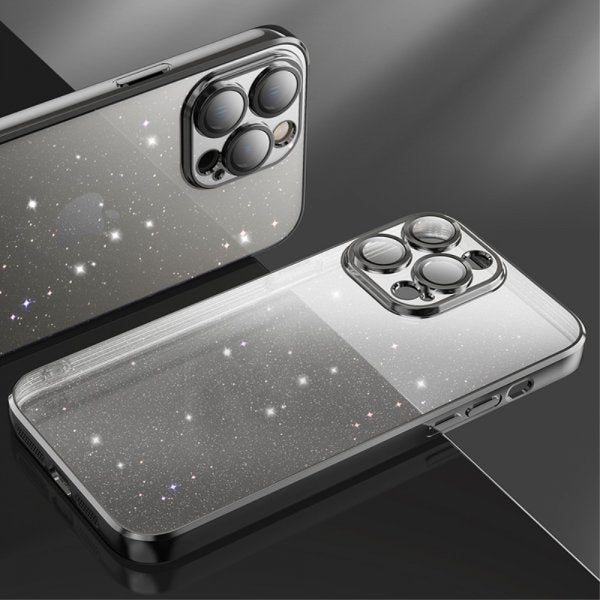 X-Level iPhone 15 Pro Kuori Glitter Läpinäkyvä Musta