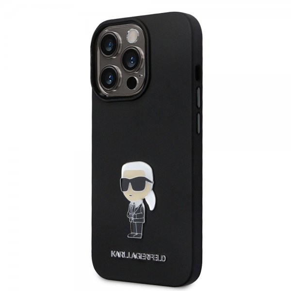 Karl Lagerfeld iPhone 15 Pro Kuori Ikonik Metal Pin Musta