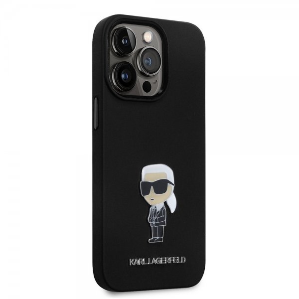 Karl Lagerfeld iPhone 15 Pro Kuori Ikonik Metal Pin Musta