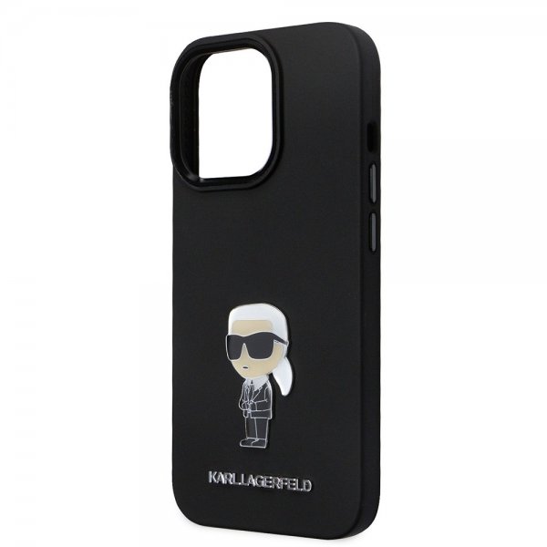 Karl Lagerfeld iPhone 15 Pro Kuori Ikonik Metal Pin Musta