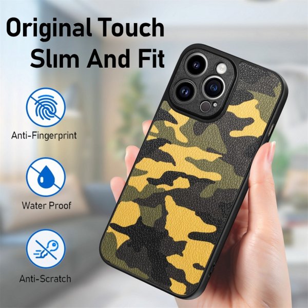 iPhone 15 Pro Camouflage-kuori keltainen