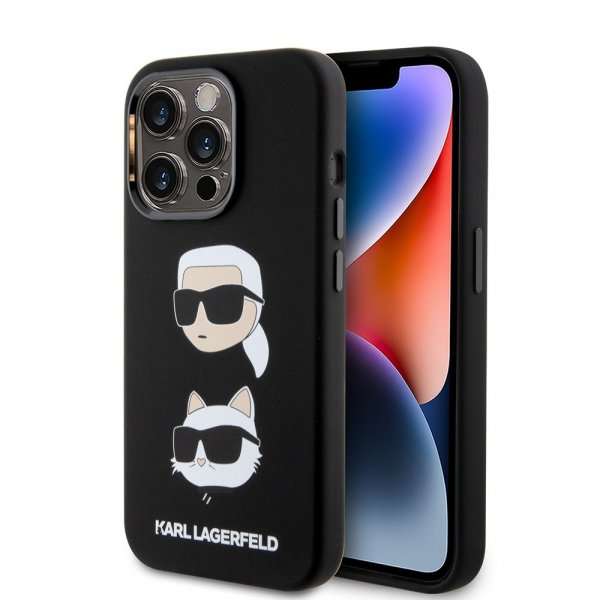 Karl Lagerfeld iPhone 15 Pro -kuori Karl & Choupette Musta