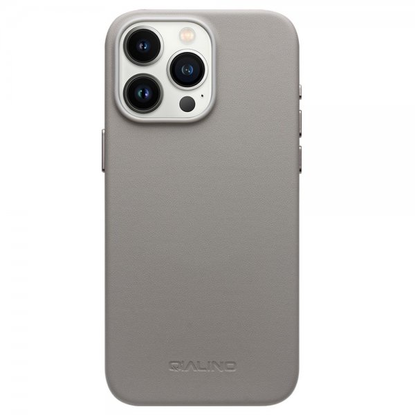 Qialino iPhone 15 Pro Kuori Tekonahka MagSafe Harmaa
