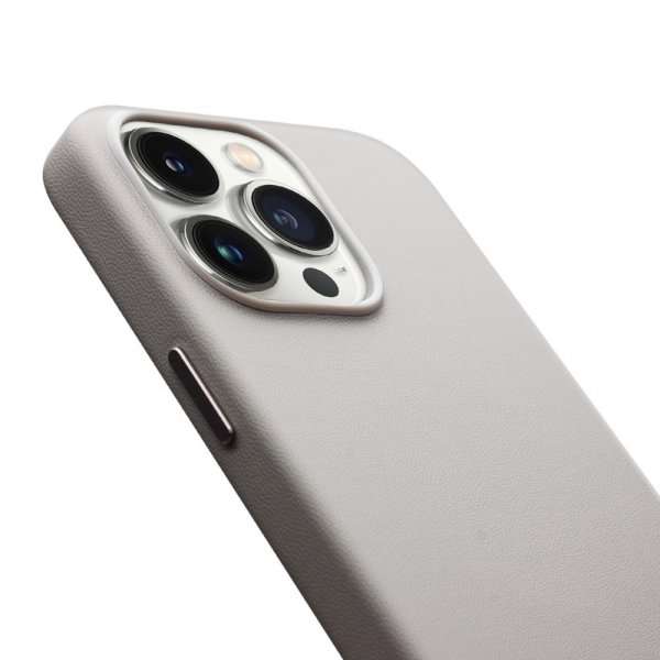 Qialino iPhone 15 Pro Kuori Tekonahka MagSafe Harmaa