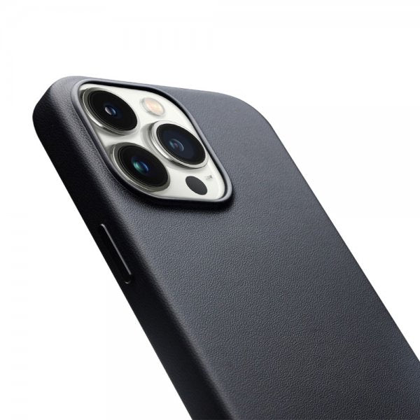 Qialino iPhone 15 Pro -kuori, keinonahkaa, MagSafe, musta