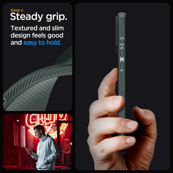 Spigen iPhone 15 Pro -suojakuori Liquid Air Abyss Green