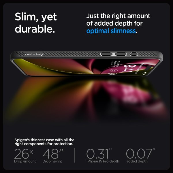 Spigen iPhone 15 Pro -suojakuori Liquid Air, mattamusta
