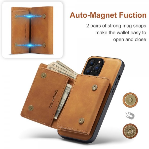Dg.Ming iPhone 15 Pro Kuori M1-sarjan irrotettava korttipidike ruskea