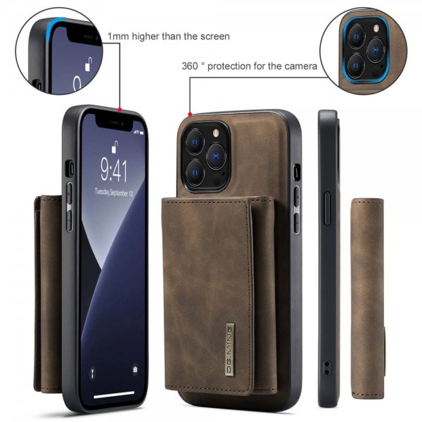Dg.Ming iPhone 15 Pro Kuori M1-sarjan Irrotettava Korttipidike Kahvi