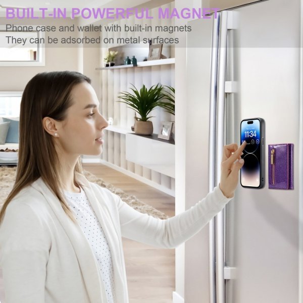 Dg.Ming iPhone 15 Pro -suojakuori, M3 Series, irrotettava korttikotelo, kimalteleva lila