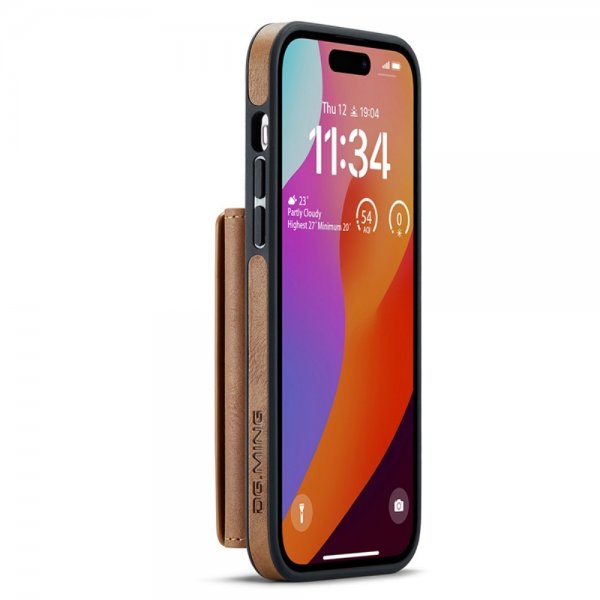 Dg.Ming iPhone 15 Pro -kuori M5-sarjan irrotettava korttipidike, ruskea