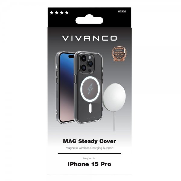 Vivanco iPhone 15 Pro -suojakuori Mag Steady Transparent