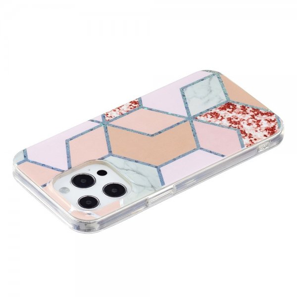 iPhone 15 Pro Kuori Marmorikuvio Punainen Vaaleanpunainen