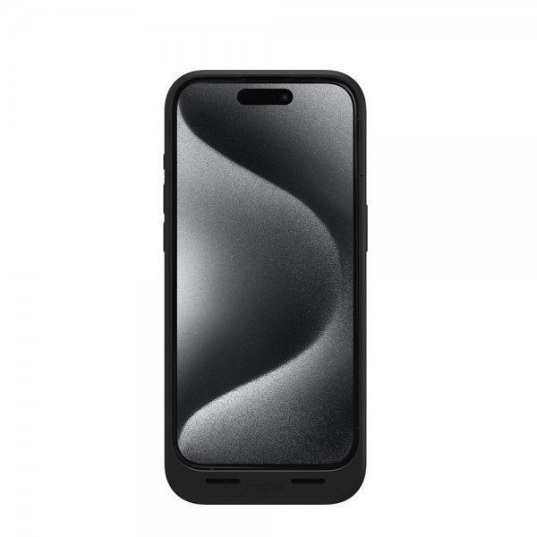 Mophie iPhone 15 Pro -kuori sisäänrakennetulla Juice Pack -varavirtalähteellä, musta