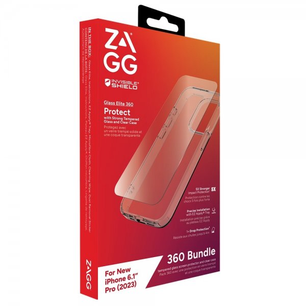 ZAGG InvisibleShield iPhone 15 Pro -kuori ja Glass Elite 360 -näytönsuoja