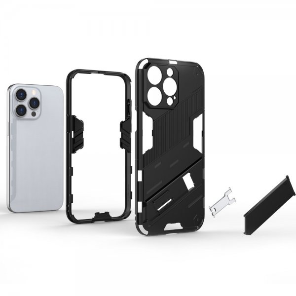 iPhone 15 Pro -kuori jalustalla, vihreä