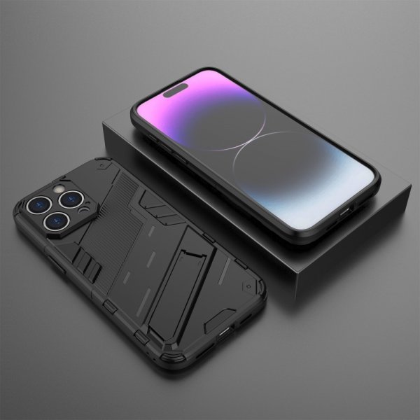 iPhone 15 Pro -kuoret jalustalla, musta