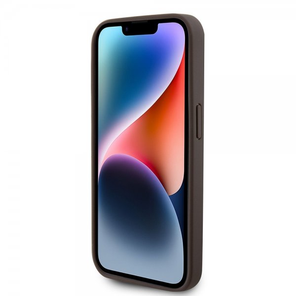 Guess iPhone 15 Pro Kuoret Metal Logo Strass Crossbody Strap Ruskea