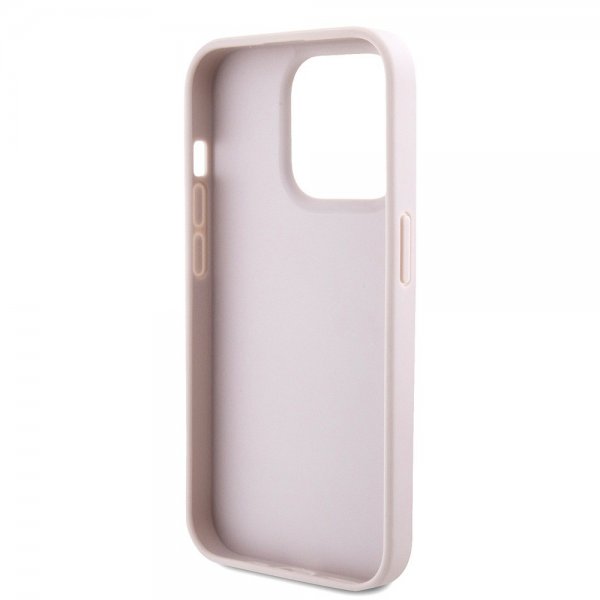 Guess iPhone 15 Pro Kuori Metal Logo Strass Crossbody Strap Ruusu