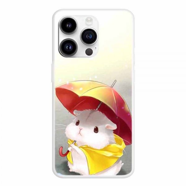 iPhone 15 Pro Kuoret Hamsteri ja Sateenvarjo -aiheella