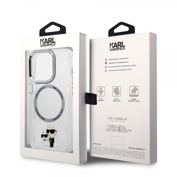 Karl Lagerfeld iPhone 15 Pro -kuori NFT Karl & Choupette Transparent