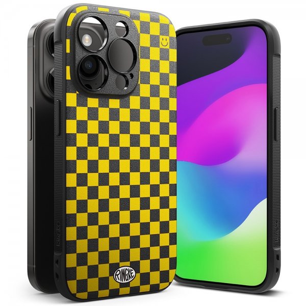 Ringke iPhone 15 Pro Kuori Onyx Design Checkerboard Keltainen