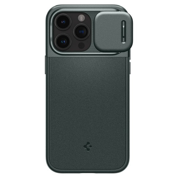Spigen iPhone 15 Pro -suojakuori Optik Armor MagFit Abyss Green
