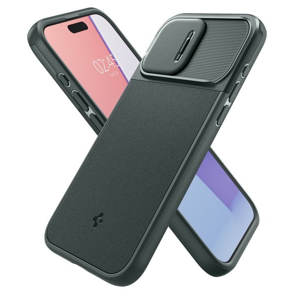 Spigen iPhone 15 Pro -suojakuori Optik Armor MagFit Abyss Green