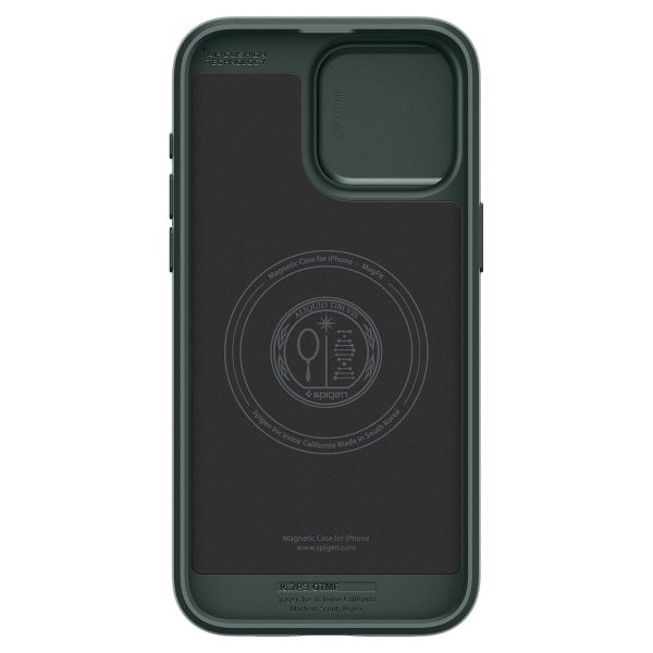 Spigen iPhone 15 Pro -suojakuori Optik Armor MagFit Abyss Green