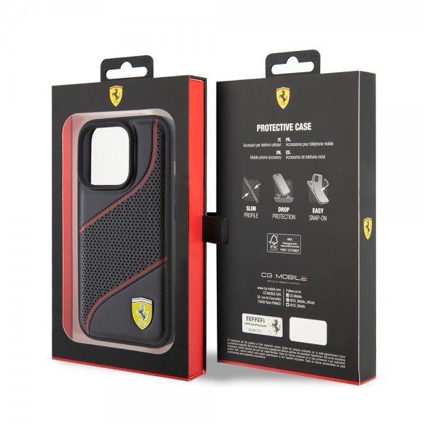 Ferrari iPhone 15 Pro Kuori Rei'itetty Musta