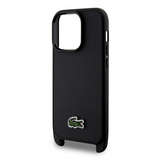Lacoste iPhone 15 Pro -suojakuori Petit Pique Logo Strap, musta