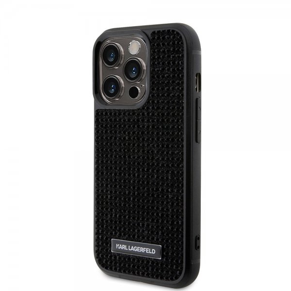 Karl Lagerfeld iPhone 15 Pro Rhinestone Suojakuori Musta