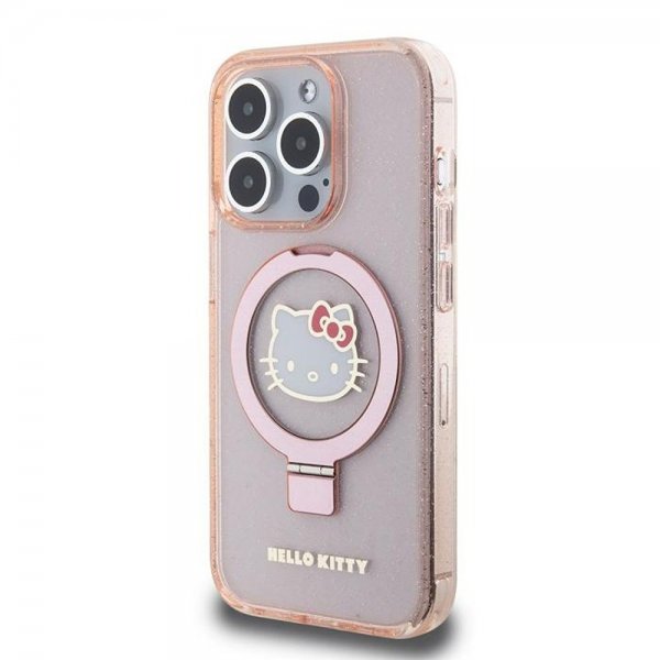 Hello Kitty iPhone 15 Pro -kuori rengastelineellä MagSafe pinkki