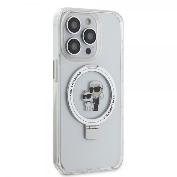 Karl Lagerfeld iPhone 15 Pro Kuori Ring Stand MagSafe Valkoinen