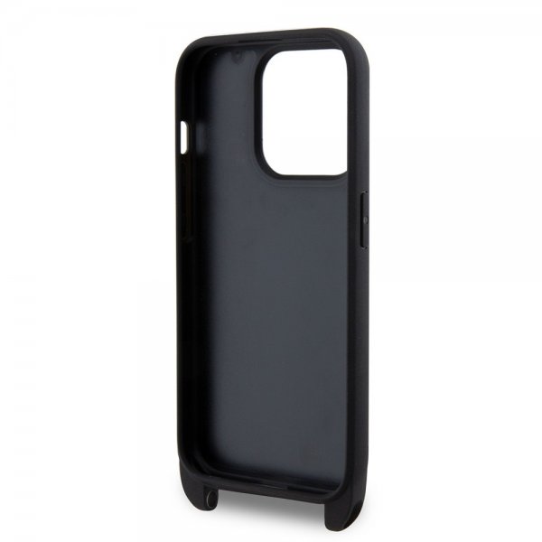 Karl Lagerfeld iPhone 15 Pro -kuori Saffiano Karl & Choupette Crossbody musta