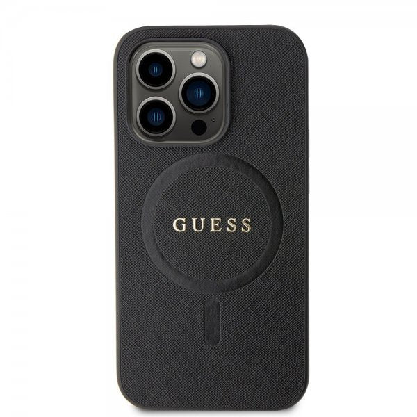 Guess iPhone 15 Pro Saffiano MagSafe -suojakuori, musta