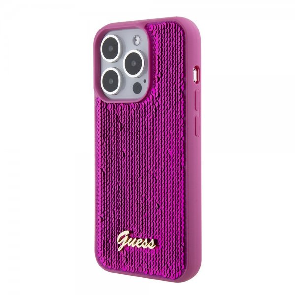 Guess iPhone 15 Pro -kuori Sequin Fuschia