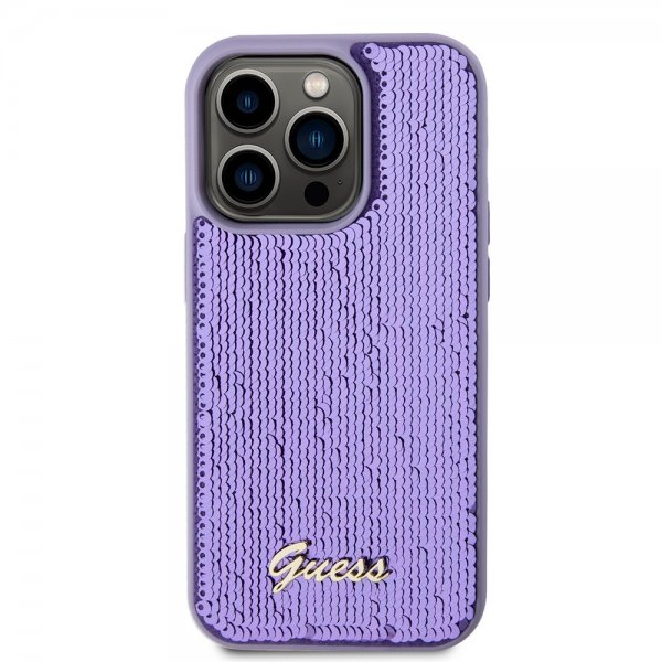 Guess iPhone 15 Pro -kuori, Sequin, violetti