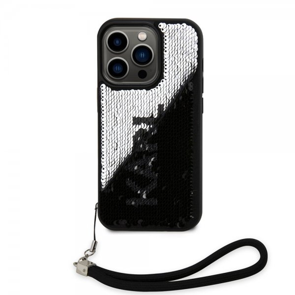 Karl Lagerfeld iPhone 15 Pro Kuori Paljetti Musta
