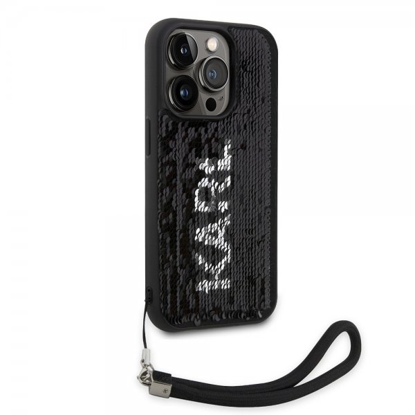 Karl Lagerfeld iPhone 15 Pro Kuori Paljetti Musta