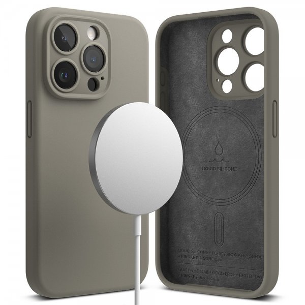 Ringke iPhone 15 Pro -silikonisuojakuori Magneettinen Harmaa